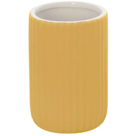 Portaspazzolini bagno da appoggio giallo in ceramica soft touch Spring