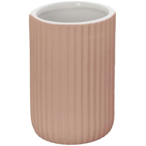 Portaspazzolini bagno da appoggio rosa in ceramica soft touch Spring
