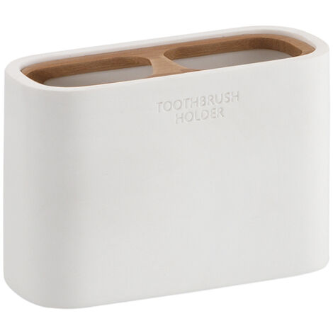 Portaspazzolini d' appoggio GEDY linea Ninfea in resina e legno colore Bianco Matt
