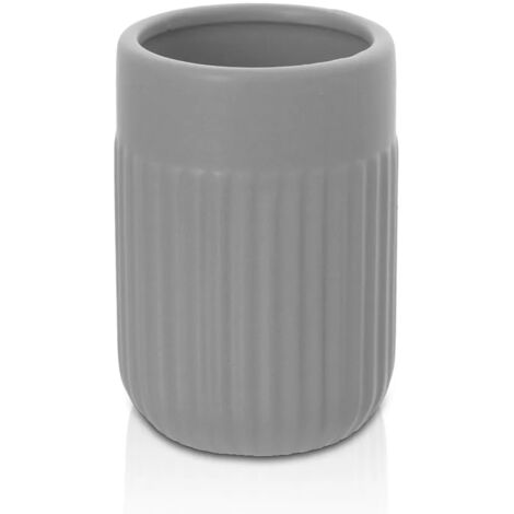 Portaspazzolini da appoggio grigio in ceramica Cup