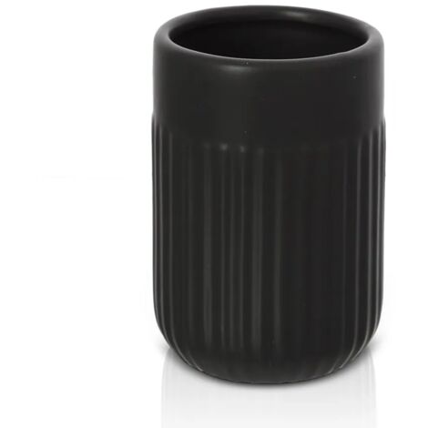 Portaspazzolini da appoggio nero in ceramica Cup