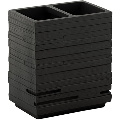 Portaspazzolini d'appoggio in resina QU98 Gedy serie QUADROTTO Nero