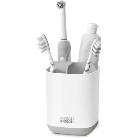 Portaspazzolini, EasyStore™, grigio chiaro, organizer per spazzolini, design compatto, base antiscivolo, materiali resistenti, ideale per bagni piccoli.