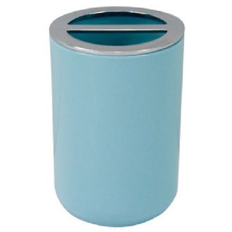 Trade Shop - zahnbürstenhalter bad-accessoires 2LÖCHER hellblau silberner behälter 79887 -