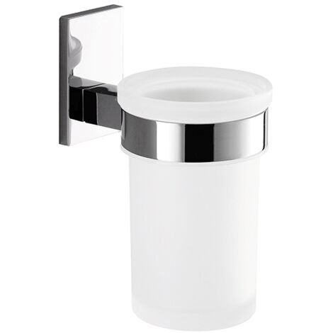 Portaspazzolini Maine da muro cm. 6,8x9,7 bianco finitura cromo