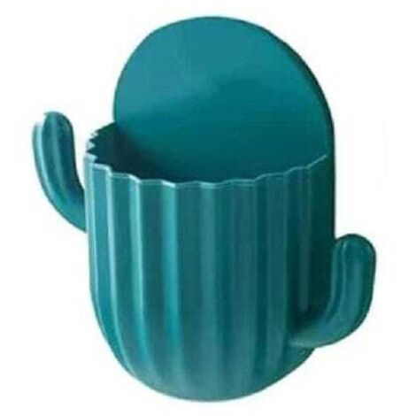 Portaspazzolino da parete autoadesivo, portaoggetti a forma di cactus senza soluzione di continuità, 5 verde 5 blu