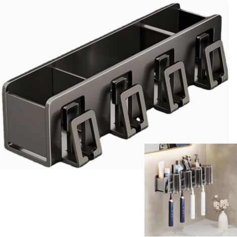 Portaspazzolino e portabicchiere, supporto per spazzolino elettrico da parete, contenitore per spazzolino con scomparto, organizer da bagno per spazzolino, dentifricio, rasoio, pettine