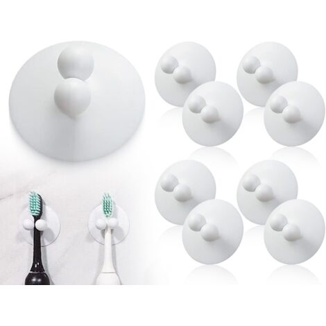 Portaspazzolino impermeabile da 8 pezzi con ventosa, supporto per spazzolini da denti e rasoi elettrici, supporto con gancio, senza foratura.
