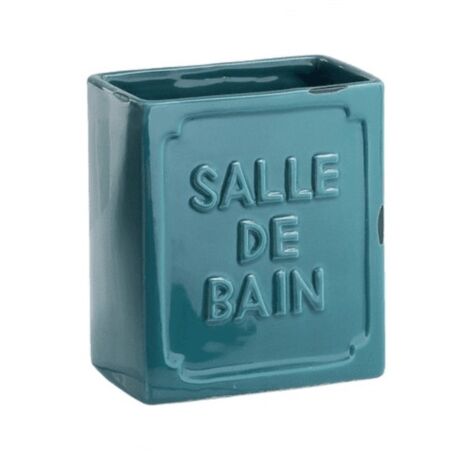 Portaspazzolino in ceramica blu Vivienne Gedy
