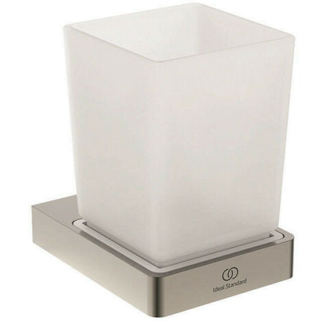 Portaspazzolino in vetro CONCA quadrato, con supporto a parete silver storm IDEAL STANDARD
