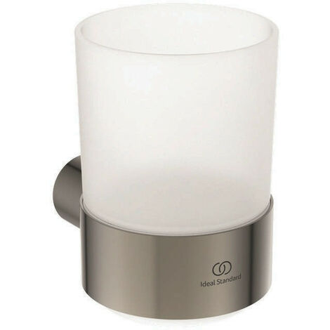 Portaspazzolino in vetro CONCA tondo, con supporto a parete silver storm IDEAL STANDARD