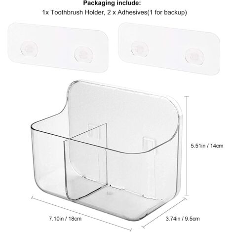 Portaspazzolino, portaspazzolino con 2 scomparti, supporto per doccia, portaoggetti per il bagno, portaoggetti adesivo da parete per bagno e cucina (non richiede fori)