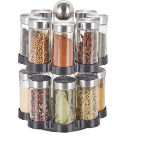 Portaspezie con 16 pz. barattoli di vetro
