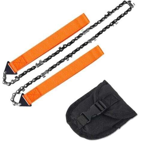 Portatif Tronçonneuse Scie à Main avec Une Pochette, Chaîne de Scie Pliante Main Survie Poche Chainsaw Pliage Scie à Chaîne à la Main Outil d'Urgence