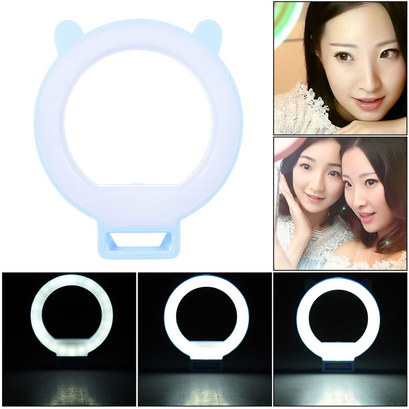 

Portatil Clip-on Cute Lovely LED Ring Selfie Autorretrato Luz de relleno complementaria para iPhone Blackberry Samsung HTC Smartphone, Azul