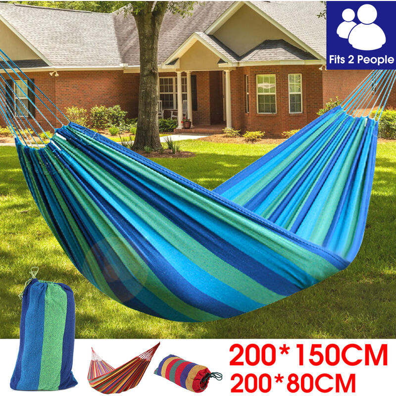 

Mohoo - Portátil para acampar al aire libre Lona colgante Ocio Cama colgante Hamaca Cordón (Azul, Sin mosquitera)