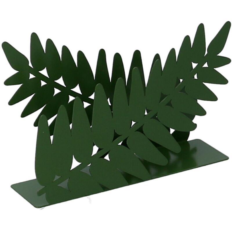 Image of Vacchetti - Portatovaglioli metallo foglia alloro verde scuro rettangolare cm14,5x4h10