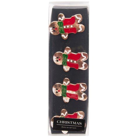 Portatovaglioli natalizio Pan di Zenzero decorazione natalizia set da 4 pezzi -Femmina