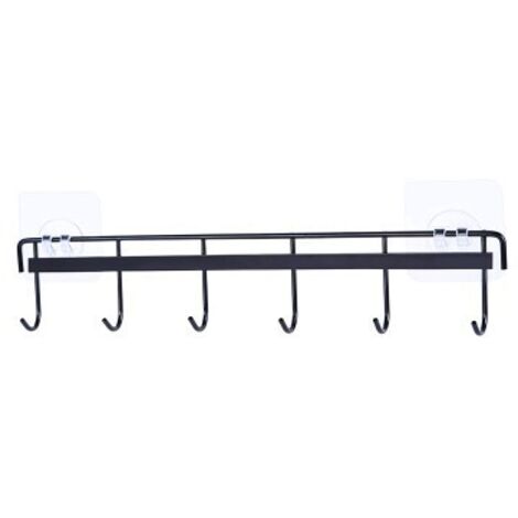 Portautensili da cucina 2 pezzi, portautensili da cucina con 6 ganci, organizer portaoggetti senza foratura per cucina/bagno (nero)