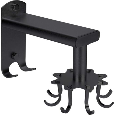 Portautensili da cucina a parete senza foratura, gancio girevole da cucina, supporto da cucina autoadesivo con 8 ganci, alluminio (nero) 1-