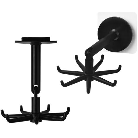 Portautensili da cucina girevole a 360°, 2 pezzi gancio adesivo girevole a 360°, portautensili da cucina con 7 ganci, per cucina, bagno, ufficio