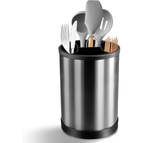 Portautensili da cucina girevole, cestello portaposate in acciaio inox, organizer per utensili per cucchiai e forchette