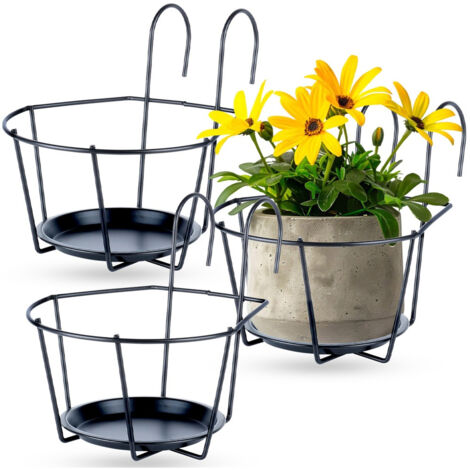 Portavaso Moderno In Metallo Nero - Design A Linee Semplice Per Fiori E Piante - 5