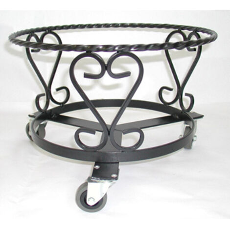 PORTAVASI PORTA VASO IN FERRO BATTUTO CON RUOTE DIAMETRO 45 CM