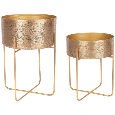 Portavaso decorativo Varanasi natalizio in alluminio Set 2 -Oro