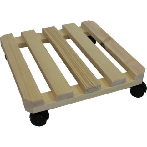 PORTAVASO MOBILE IN LEGNO SCURO CON RUOTE cm.34x34