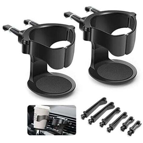 Portavasos ajustable para coche (2 unidades), compatible con rejillas de ventilación de coches, camiones y autocaravanas (negro)