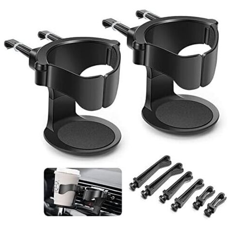 Portavasos ajustable para coche (2 unidades), compatible con rejillas de ventilación de coches, camiones y autocaravanas (negro)