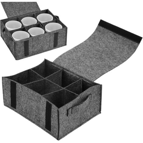 Portavasos de fieltro para autocaravana con 6 compartimentos, 28 x 21 x 11,5 cm.