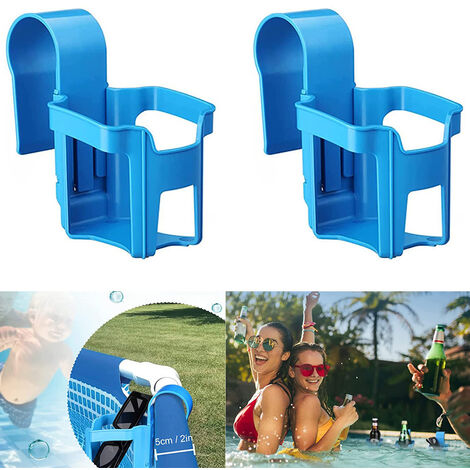 Portavasos de piscina, BR-Life Portavasos multifuncional junto a la piscina, Portavasos desmontable, Accesorios de piscina, Cesta de almacenamiento, para bañeras de fiestas en la playa de verano (Azul