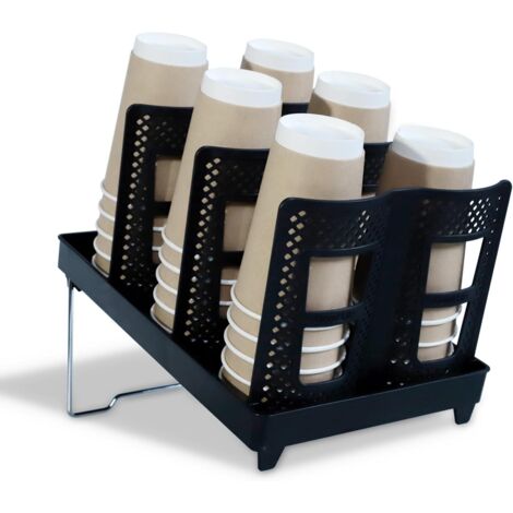 Portavasos desechable con 6 ranuras para cafeterías, restaurantes y bares.