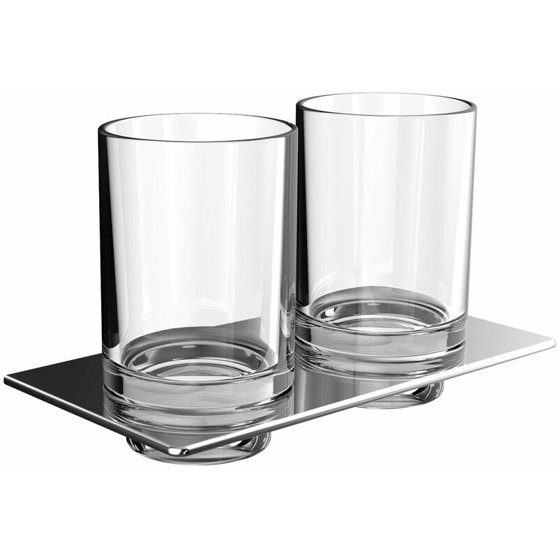 

Portavasos doble Emco art, incl. copas de cristal transparente, cromado - 162500100
