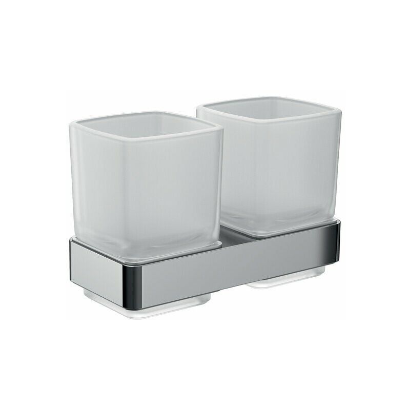 

Portavasos doble Emco loft, cristal esmerilado, modelo de pared, color: cromado - 052500100