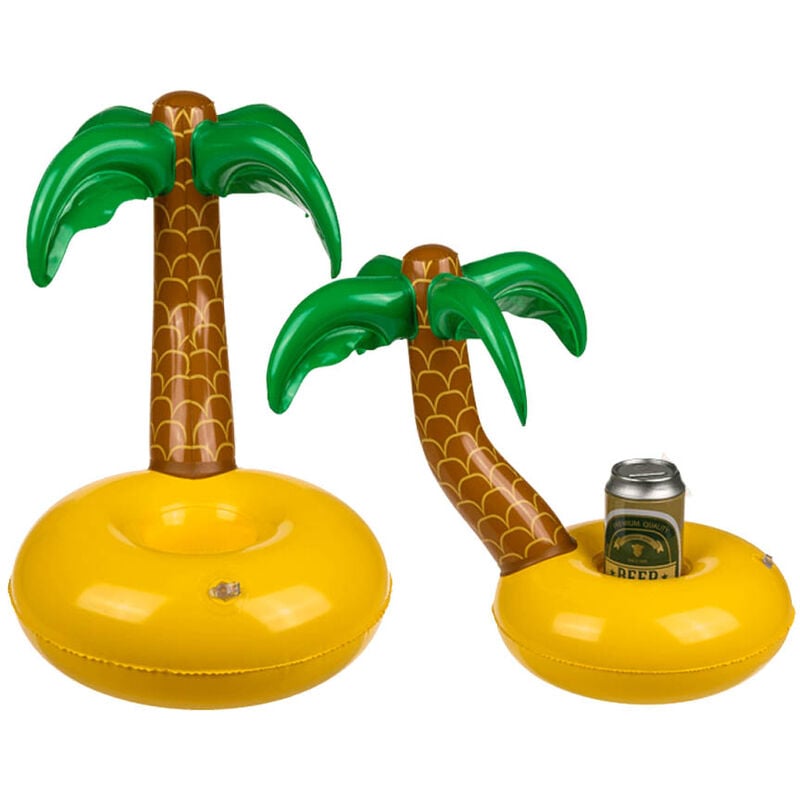 

Portavasos Hinchable Forma Isla Palmera, Soporte para Latas y Bebidas 35 x 25cm