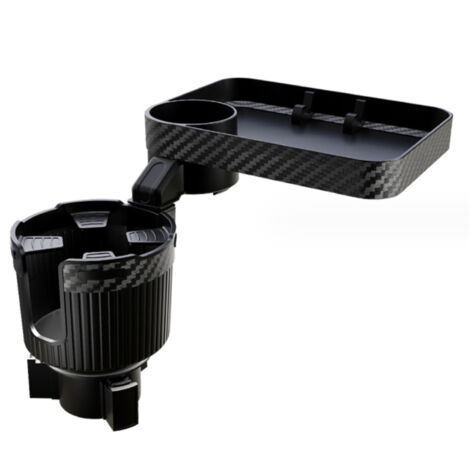 Portavasos para coche 2 en 1, extensible y multifuncional, ajustable, giratorio 360°, para vasos de gran tamaño. Color negro.