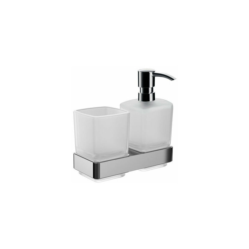 

Portavasos y dispensador de jabón líquido Emco loft, modelo de pared, cromado - 053100100