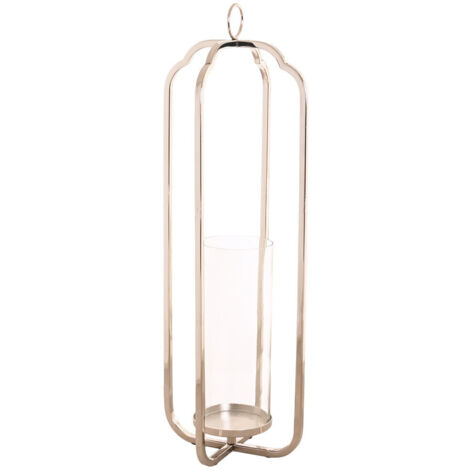 Portavela Acero Cristal 21X21X62 Cromado Plateado