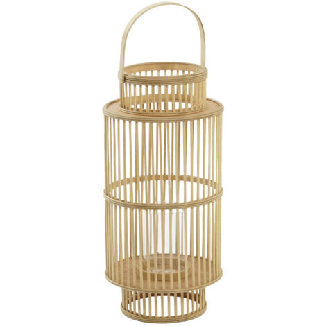 Portavela Bambu Cristal 26X26X69 Natural Marron
