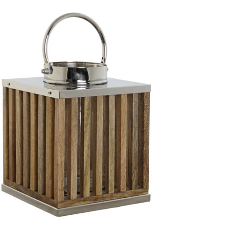 Portavela Mango Cristal 21X21X25 Natural Marron