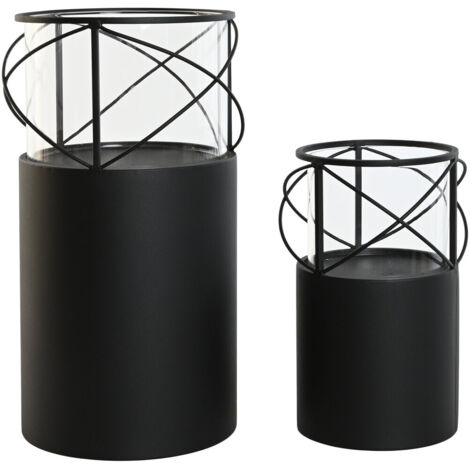 Portavela Set 2 Metal Cristal 24,5X24,5X46 17X31