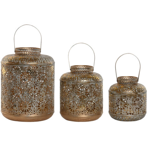 Portavela Set 3 Metal 24X24X32 Decape Dorado