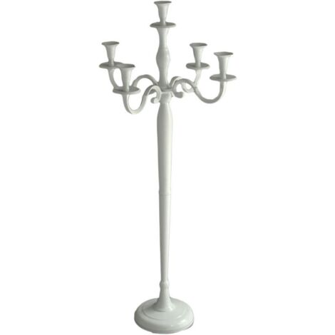 Portavelas candelabro aluminio blanco 5 plazas cm45x45h100
