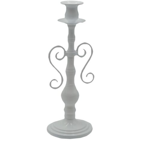 Portavelas candelabro de metal blanco 1 plaza cmø11h30,5