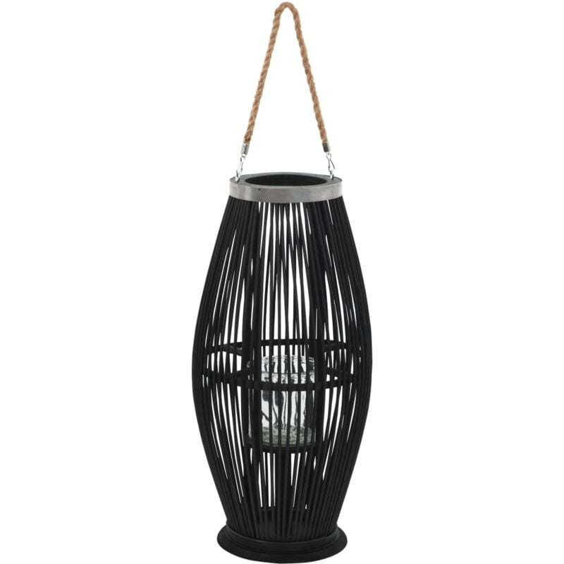 

vidaXL Portavelas Colgante Bambú Negro 60 cm - Negro