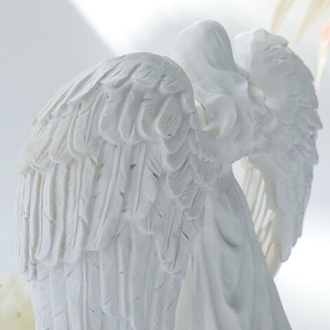 Portavelas con forma de ángel, fabricado en resina blanca (450 g), ideal para salón, bodas o como regalo.