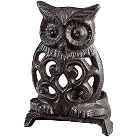 Portavelas con forma de búho, hecho de metal tallado: Portavelas perfumado artesanal para un ambiente único – Negro